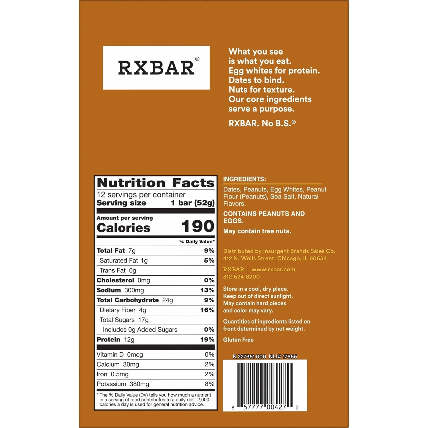 RXBAR Protein Bars, 12g Protein, Gluten Free Snacks, Peanut Butter, 22oz Box (12 Bars) Gsupps Australia
