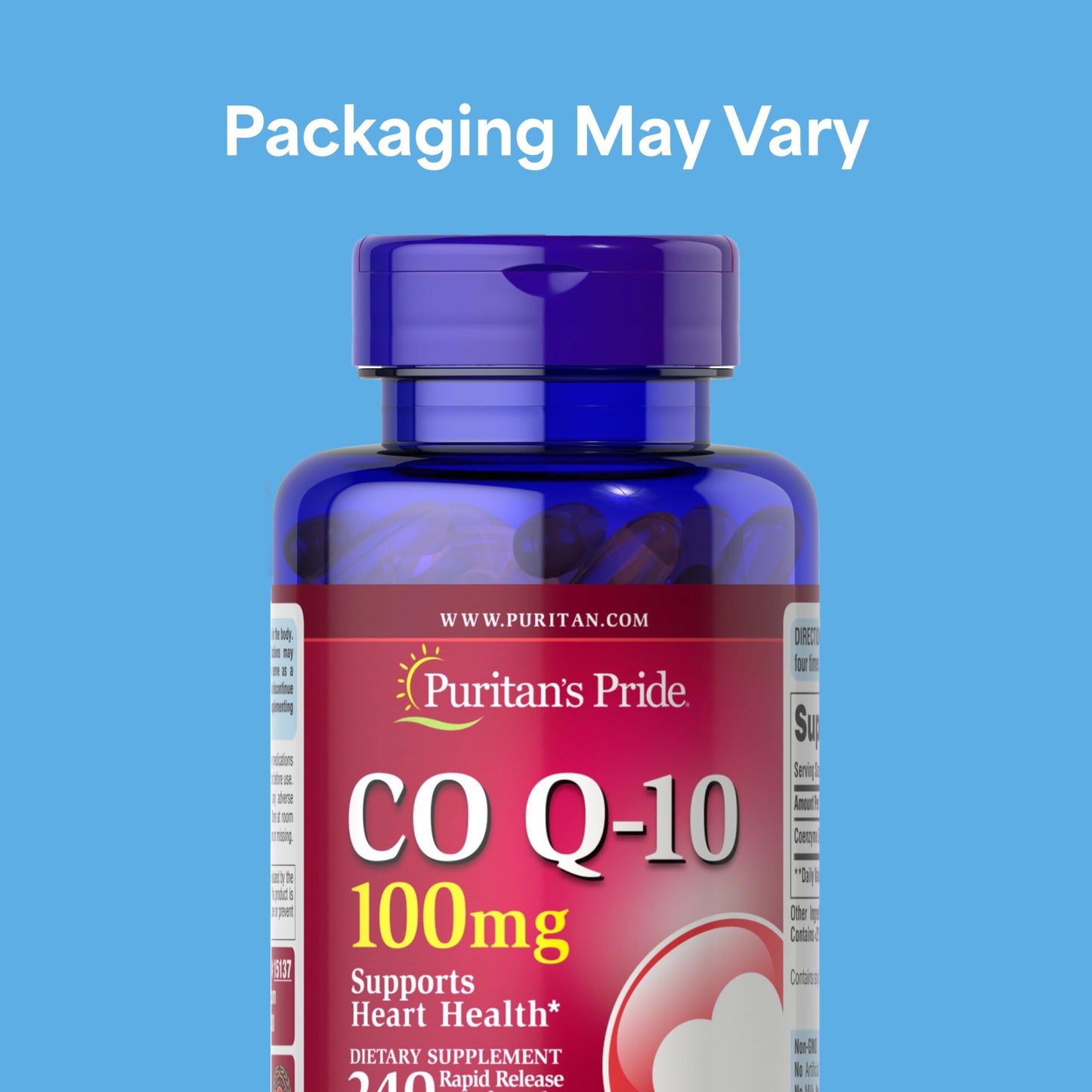 Puritan's Pride Coenzyme CoQ10 100mg, Dietary Supplement for Heart Health, Blood Pressure, Oral Gum Health, and Healthy Aging Support Puritan's Pride