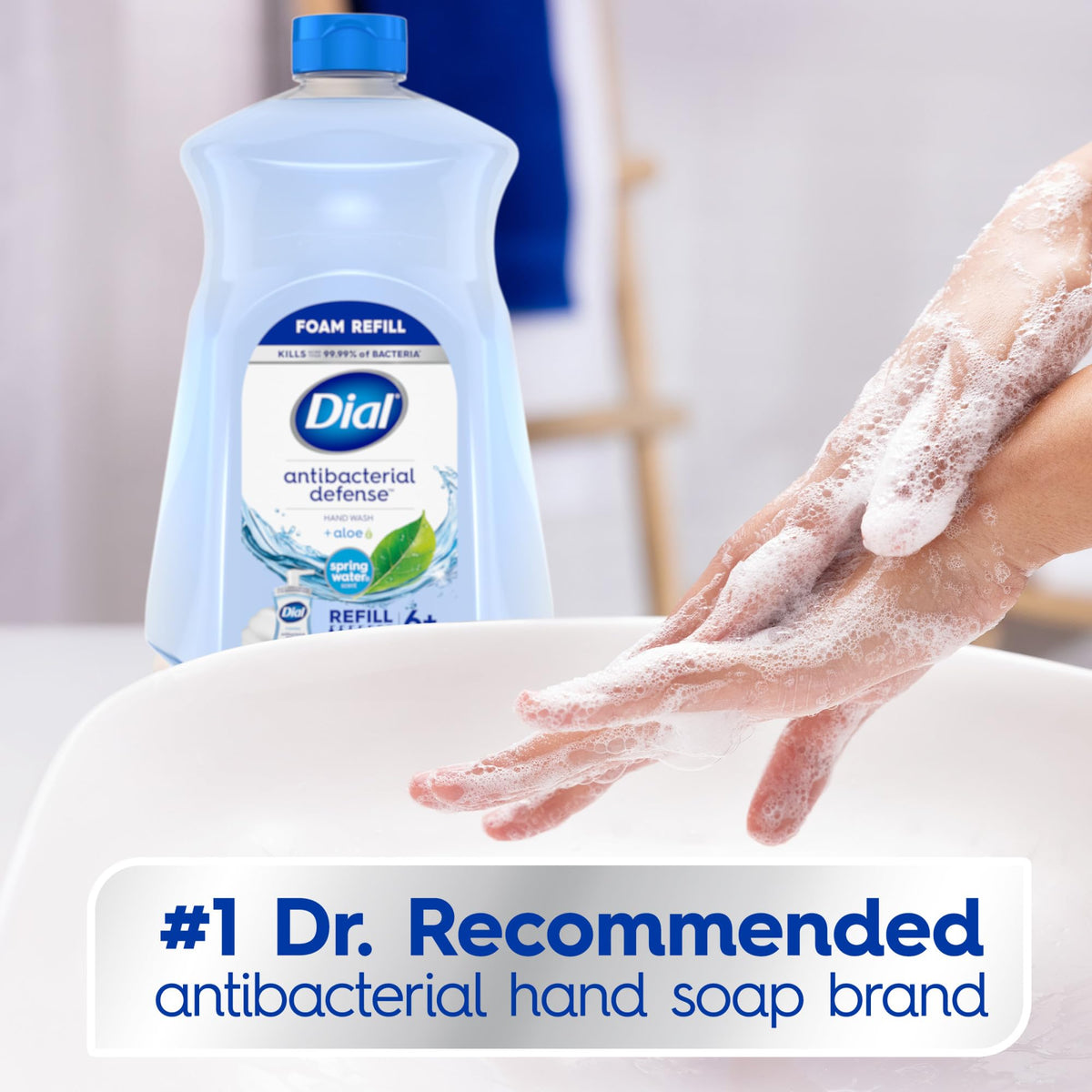 Dial Antibacterial Defense Foaming Hand Soap Refill, Spring Water, 52 Fl Oz Dial