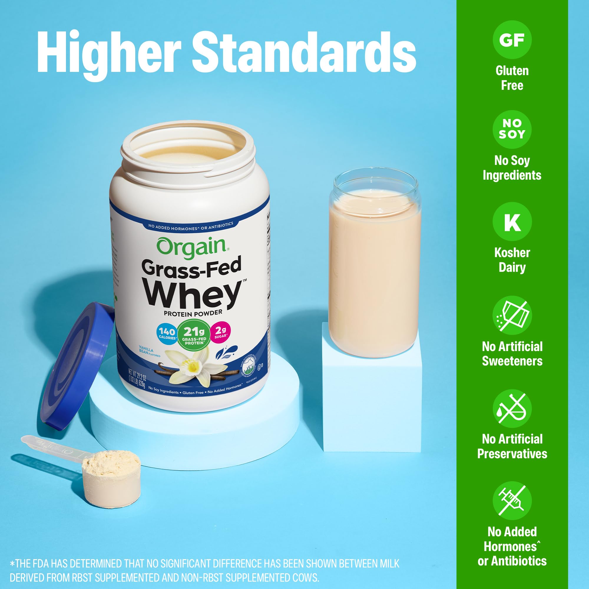 Orgain Whey Protein Powder, Vanilla Bean, 21g Grass Fed Dairy Protein, 5g BCAAs, 3g Prebiotic Fiber, 2g Sugar, No Added Hormones, Gluten Free, Kosher, for Shakes & Smoothies, 1.82 lb Orgain buy australia supplements