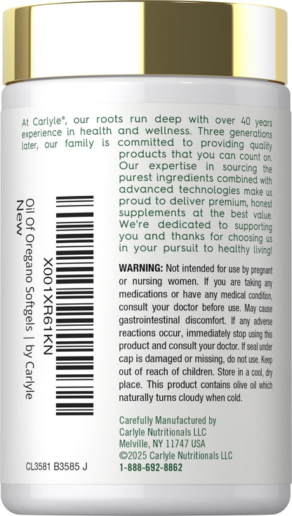 Carlyle Oregano Oil Supplement | 150 Softgel Capsules | Contains Carvacrol | Non-GMO & Gluten Free Formula Carlyle