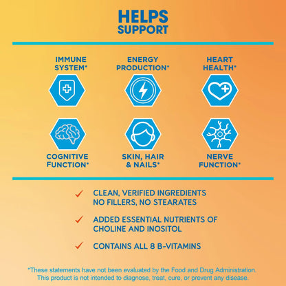 BioEmblem Vitamin B-Complex - All 8 Active Forms with Methyl Folate, Methyl B12, B6, Biotin Plus Choline Inositol, Supports Energy, Metabolism, Brain, Heart Health BioEmblem