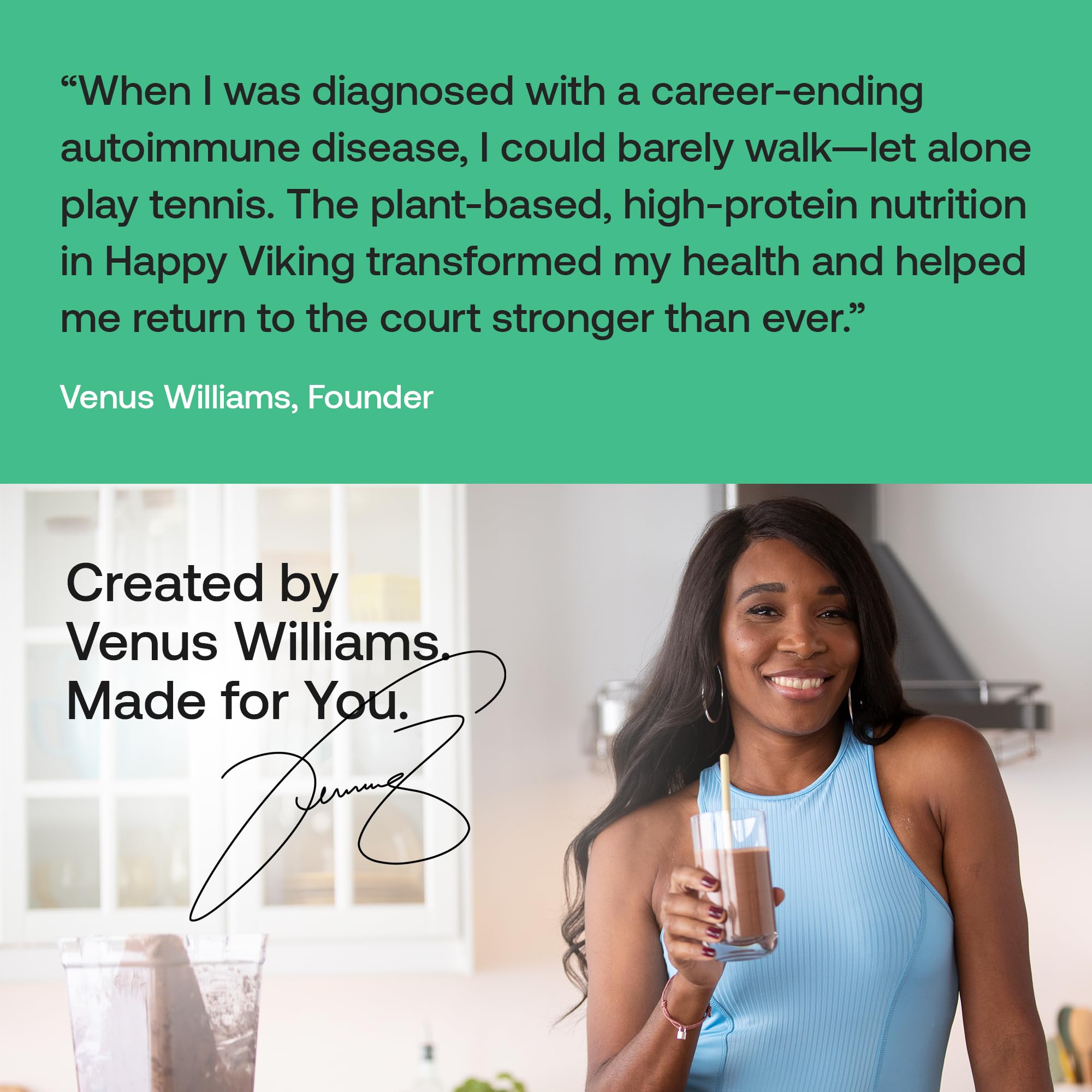 Happy Viking Plant-Based Protein Powder +100 Superfoods Chocolate Meal Replacement Shake, Created by Venus Williams, 30g Plant Protein, 10g Fiber, Vegan, Gluten-Free, Non-GMO,15 Meals Happy Viking buy australia supplements