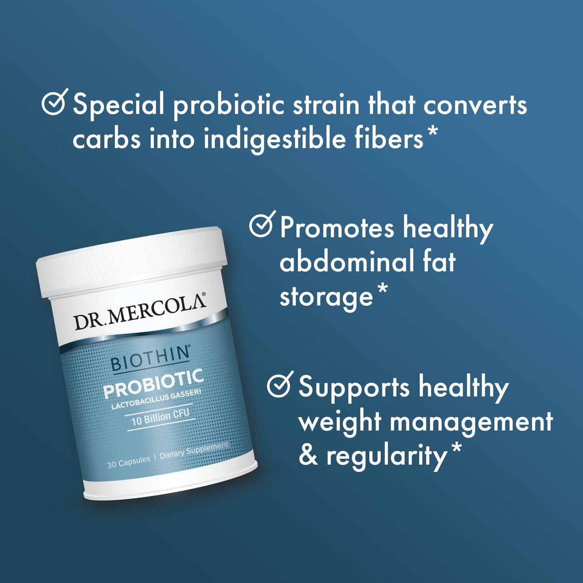 Dr. Mercola Biothin Probiotic - Lactobacillus Gasseri BNR17 - Supports Digestive Health & Metabolism - 30 Delayed-Release Capsules (30 Servings) Dr. Mercola