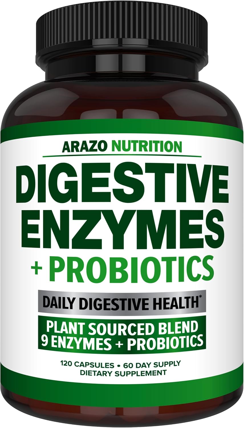 Digestive Enzymes with Probiotics - Multi Enzyme Nutritional Supplement - Acidophilus Bromelain Papaya Papain Lipase & Lactase - Improve Digestion - 120 Pills - Arazo Nutrition Gsupps Australia