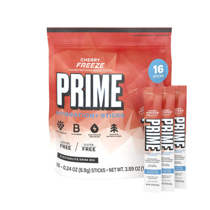 PRIME HYDRATION+ Electrolyte Powder Sticks, Cherry Freeze, Sugar Free Hydration Drink Mix with Potassium, Magnesium & B Vitamins PRIME HYDRATION