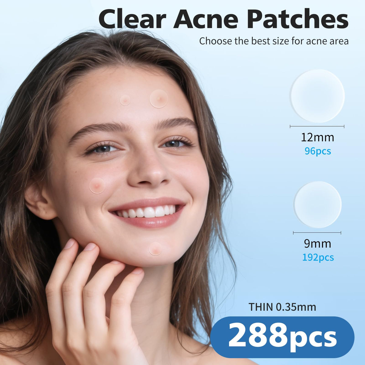 QUSTERE Pimple Patches for Face, Hydrocolloid Acne Patches, Cute Round Shape Zit Covers, Spot Stickers with Tea Tree, Salicylic Acid & Cica Oil| 2 Sizes (9mm, 12mm) |288 Count QUSTERE