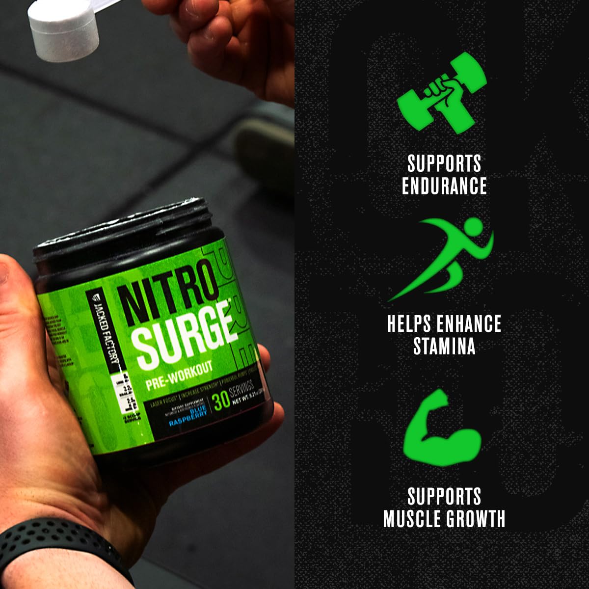 Nitrosurge Pre-Workout & Creatine Monohydrate - Pre Workout Powder With Creatine Jacked Factory buy australia supplements