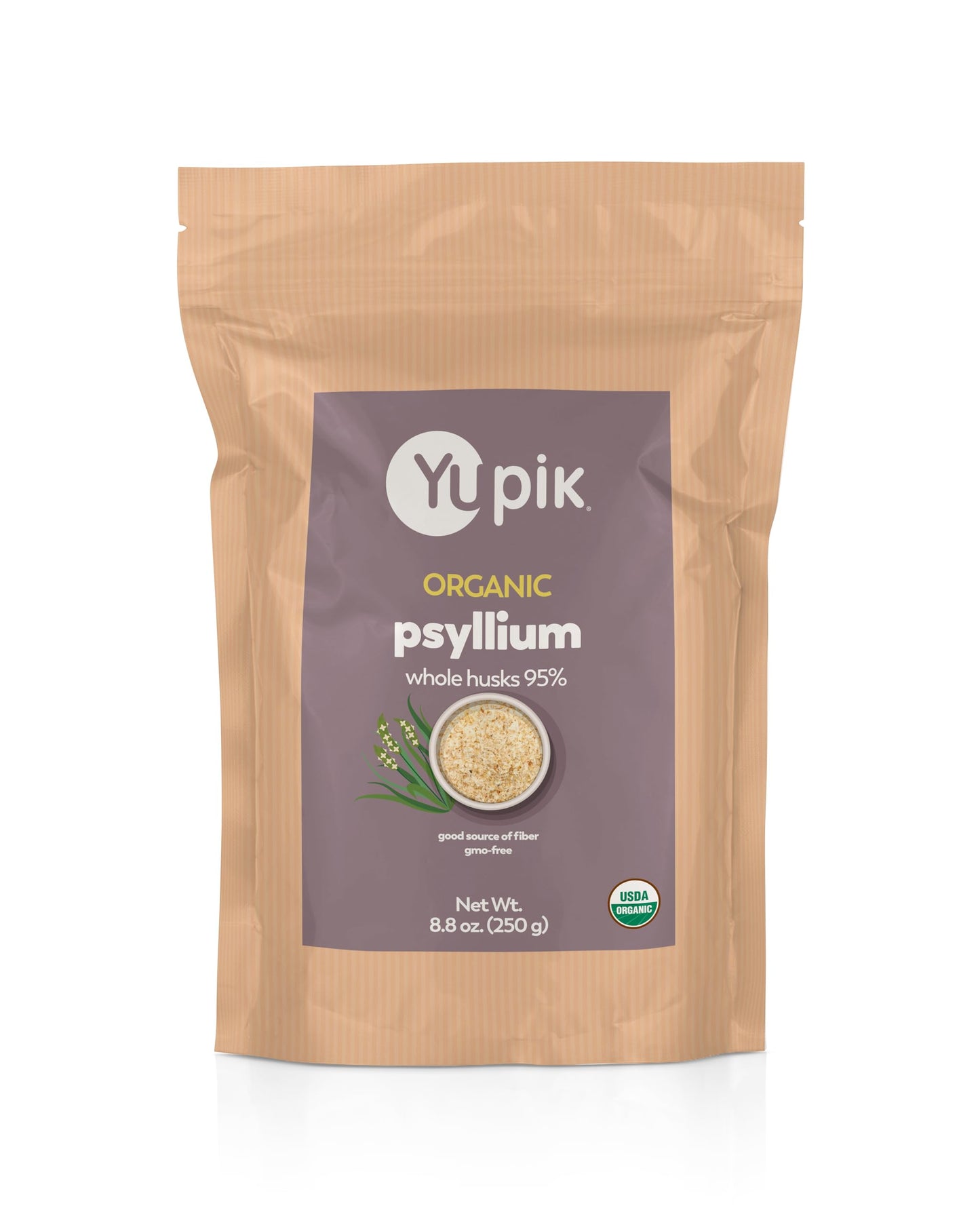 Yupik Organic Whole Husk Psyllium 8.8 Oz, 95% Purity, Soluble Fiber, USDA Certified, Non-GMO, Kosher, Gluten-Free, Sugar-Free & Fat-Free, Unflavored Yupik