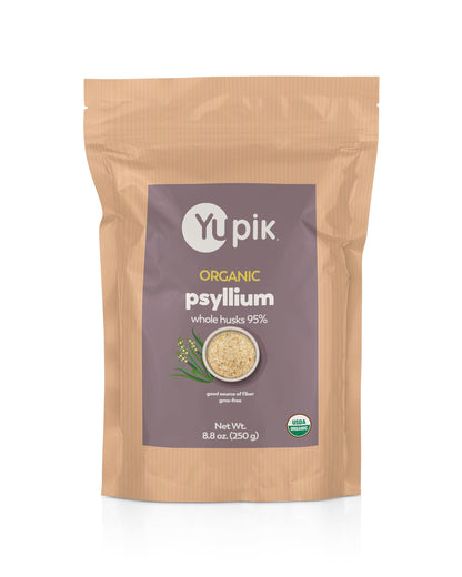 Yupik Organic Whole Husk Psyllium 8.8 Oz, 95% Purity, Soluble Fiber, USDA Certified, Non-GMO, Kosher, Gluten-Free, Sugar-Free & Fat-Free, Unflavored Yupik