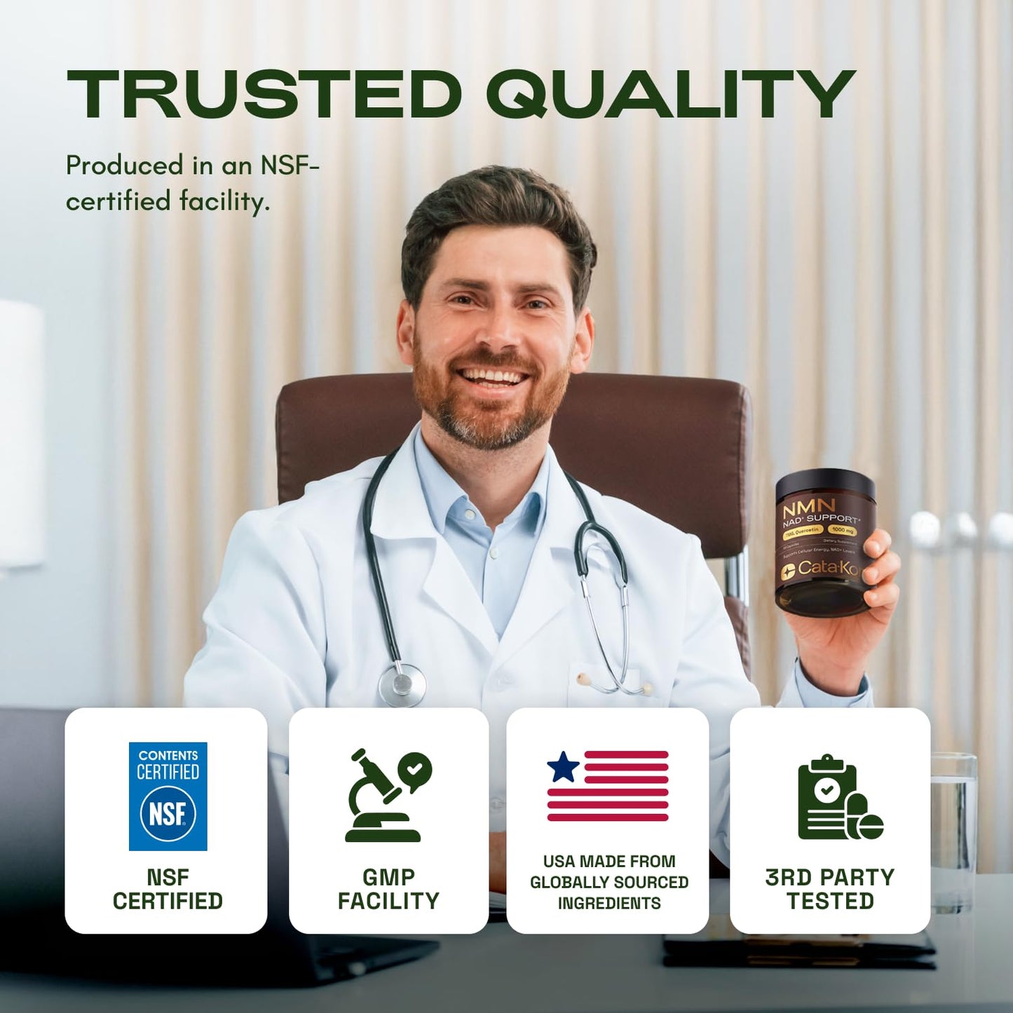 Cata-Kor NMN Supplement – 1000mg Per Serving NAD Resveratrol Supplement with Quercetin | TMG – NMNH Alternative – Supports Cellular Energy & NAD+ Level – 60 Capsules Cata-Kor