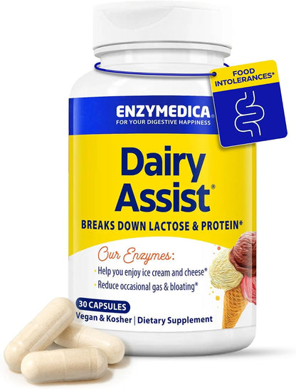 Enzymedica DairyAssist, Support for Milk & Dairy Digestion, 30 Caps Gsupps Australia