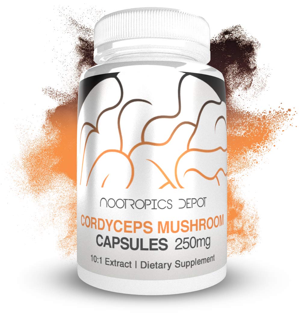 Nootropics Depot Cordyceps Mushroom Capsules | 10:1 Whole Fruiting Body Extract | 250mg | 60 Count | Cordyceps militaris