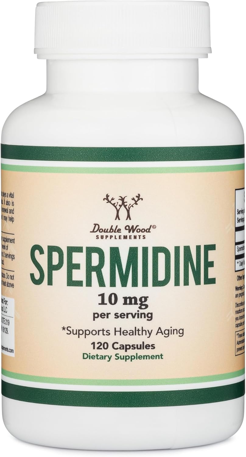Spermidine Supplement (10mg of 99% Spermidine 3HCL - Third Party Tested) 120 Capsules - Over 100x More Potent Than Wheat Germ Extract for Cell Membrane, Telomere Health and Aging by Double Wood
