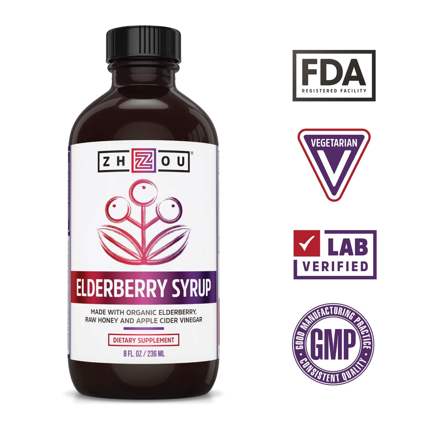 Zhou Nutrition Elderberry Syrup, Immune System Booster with Organic Elderberry Syrup Zhou Nutrition buy australia supplements