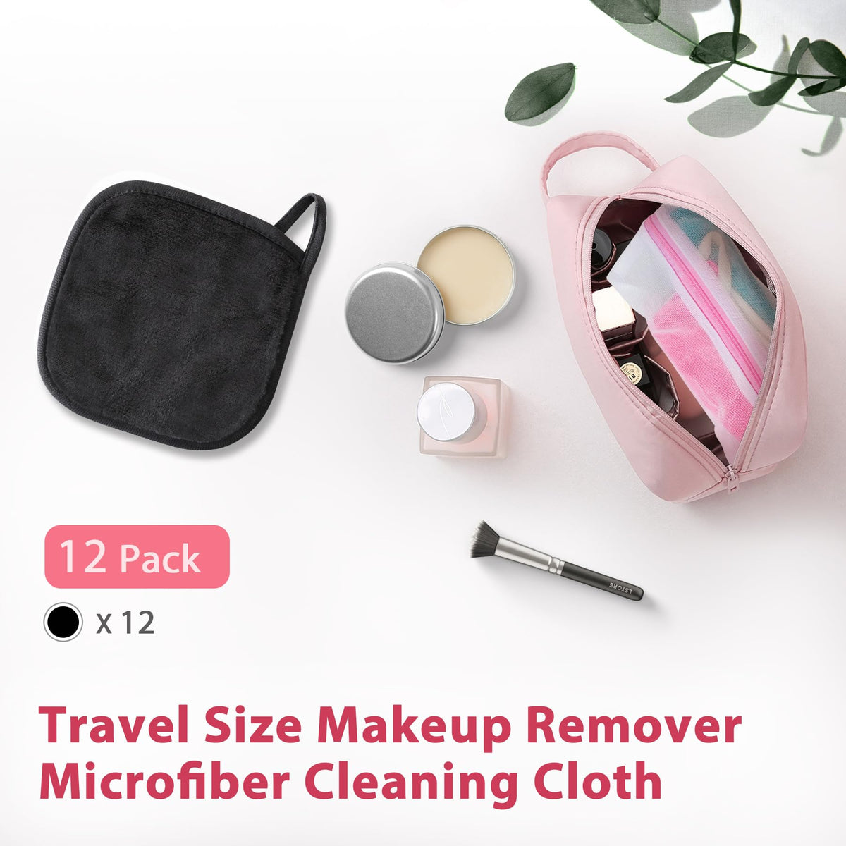 Makeup Remover Cloth, 6" x 6" Makeup Remover Towels Reusable Face Cloth for Washing Face, Makeup Remover Pads Microfiber Face Washcloth with Mesh Bag, 12 Pack, Grey Natwag