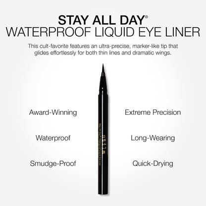 stila Waterproof Liquid Eye Liner, Stay All Day Makeup with Fine Brush Tip | Lasting Satin Finish, Smudge-Proof & Transfer-Resistant stila