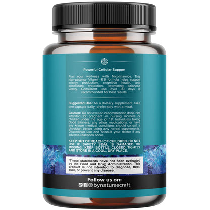 Vitamin B3 Niacinamide 500mg Capsules - Mitochondrial Energy and Potent Skin Supplement - Vitamin B3 Niacin Flush Free and Nicotinamide 500mg - Flush Free Niacin Supplement - 60 Count Gsupps Australia