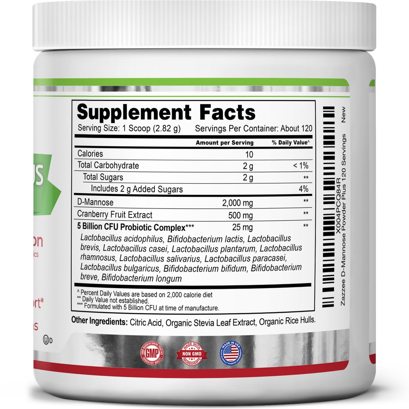 Zazzee D-Mannose Powder Plus, 2000 mg, 67 Servings, Free Scoop, Made in USA | Plus 5 Billion CFU Probiotics and Pure Cranberry Juice Extract, Kosher, 6.67 oz, Urinary Tract & Bladder Support, Non-GMO Gsupps Australia