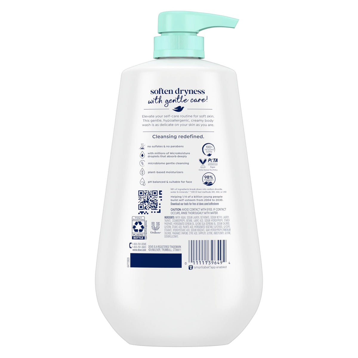 Dove Sensitive Skin Body Wash, 24hr Lotion-Soft Skin, 30.6 oz Dove