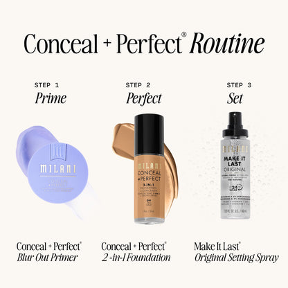 Milani Conceal + Perfect Liquid Foundation Makeup - Light Beige, 1 Fl. Oz Milani