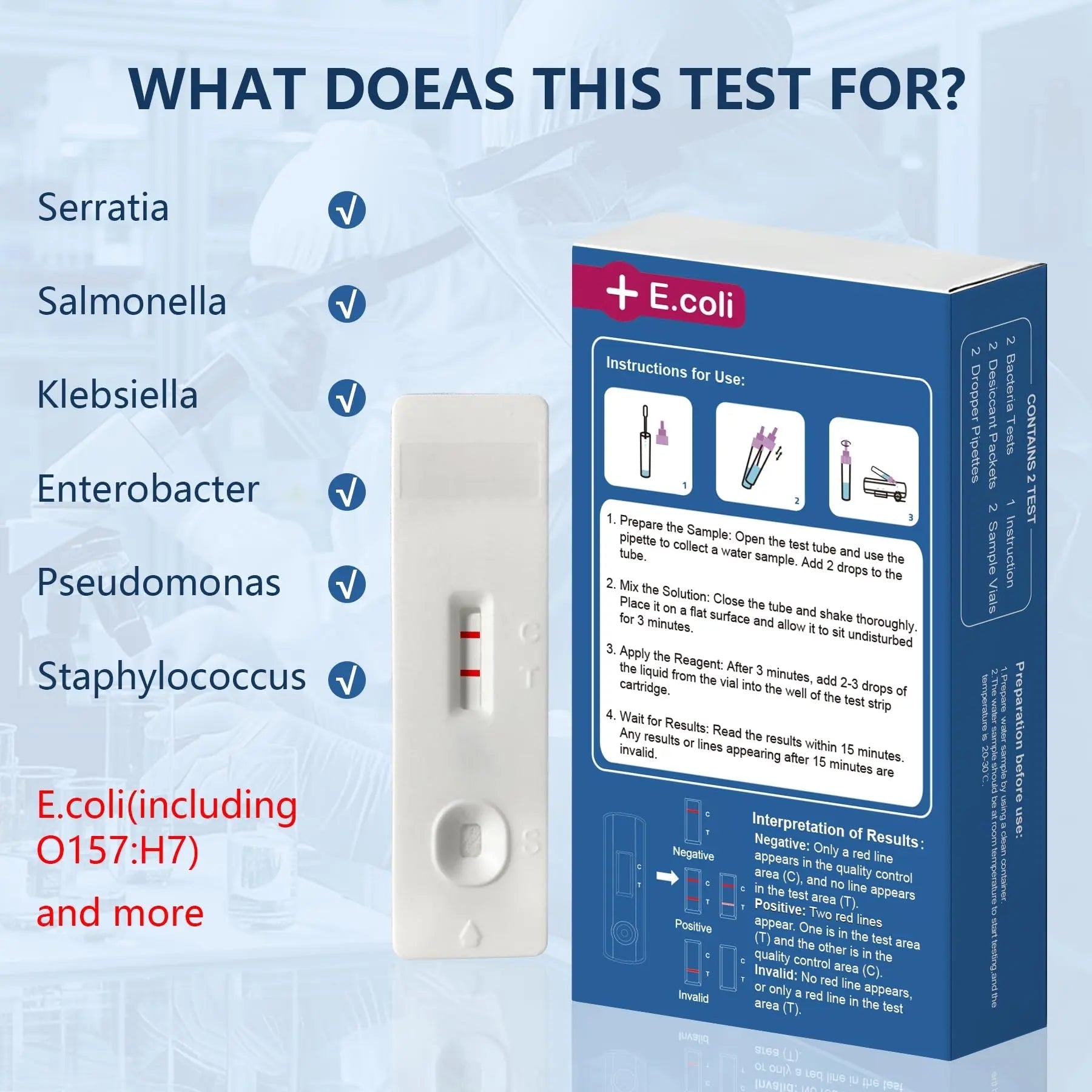 Bacteria Water Test Kit - Results as Fast as 15 MINS -Detects Coliform (Inc. E. coli) & Non-Coliform Bacteria in Drinking, Well Tap & Pool Water – 2 Pack FUNSWTM buy australia supplements