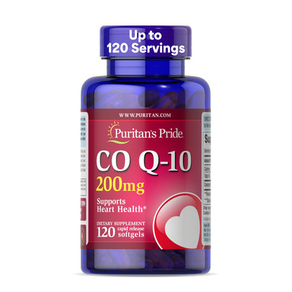 Puritan's Pride Coenzyme CoQ10 200mg, Dietary Supplement for Heart Health, Blood Pressure, Oral Gum Health, and Healthy Aging Support Puritan's Pride