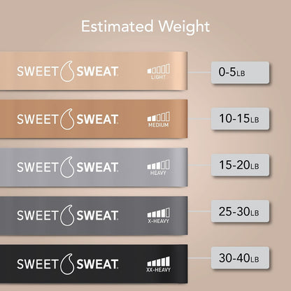 Sweet Sweat® Mini Loop Hip Bands with 5 Levels of Resistance (Toned) | Hip Booty Bands for Squats Lunges Physical Therapy Yoga Pilates Rehab and Home Workout | Non-Latex Elastic Bands w/ Carry-Bag Gsupps Australia
