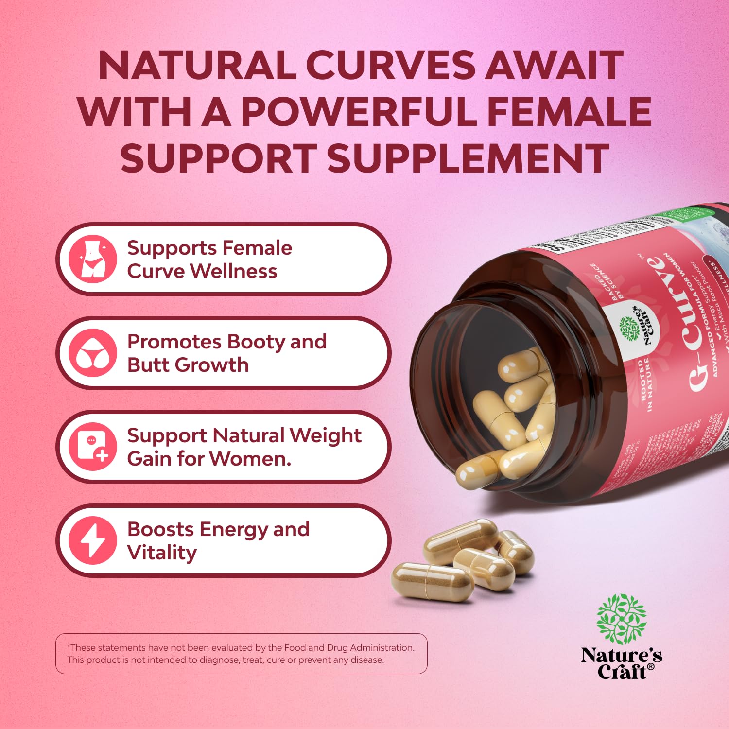 G-Curve Butt and Breast Growth Capsules - Horny Goat Weed Muira Puama & Maca Root for Butt Growth Support - Advanced Herbal Formula - Supports Bigger Butt & Bigger Breast - Easy to Swallow - 60 Count Gsupps Australia