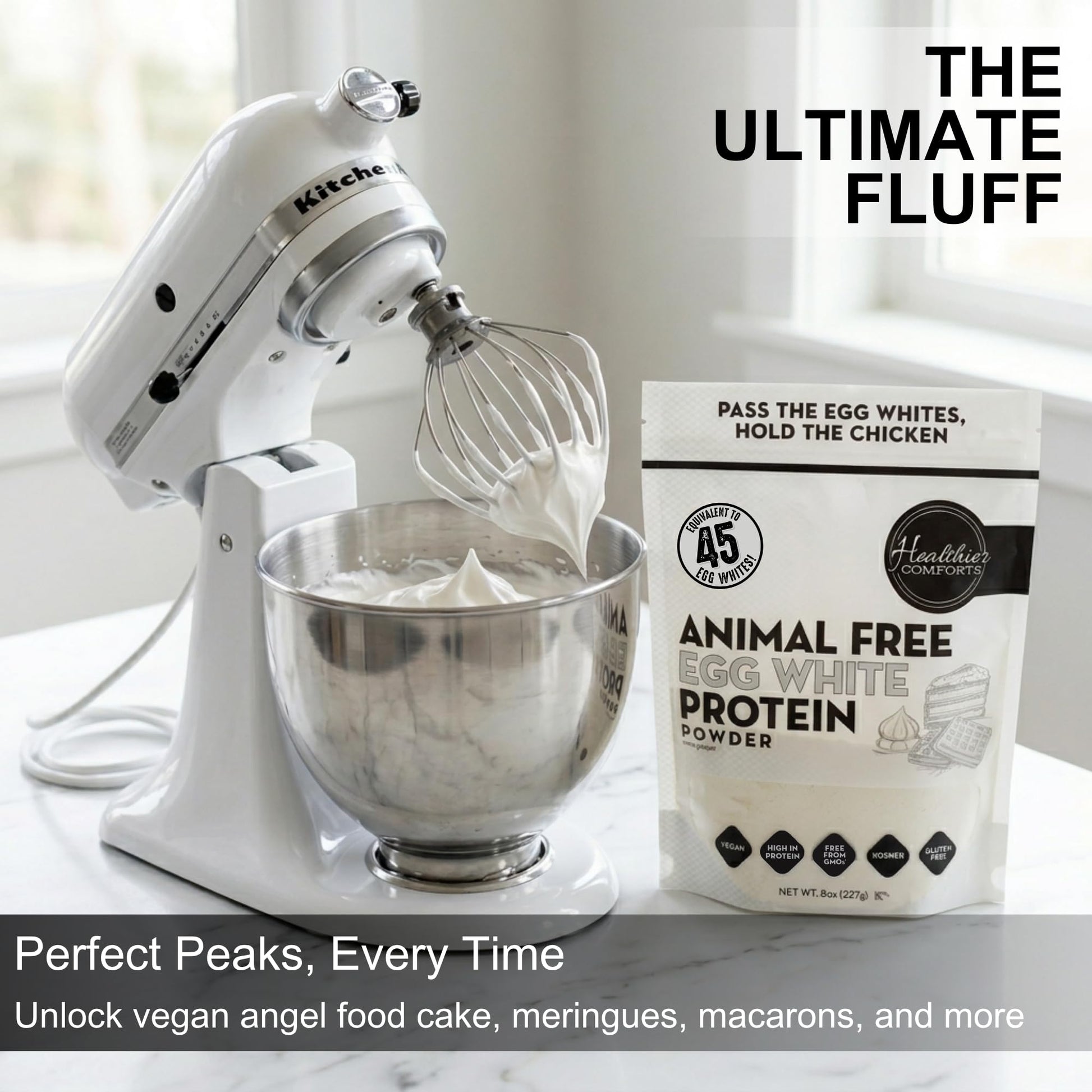 Healthier Comforts Animal-Free Egg White Protein Powder | Make Vegan Egg Omelets, Angel Food Cake, Meringue, Protein Shakes | Whips and Binds Just Like Traditional Egg Whites (8 oz) Healthier Comforts buy australia supplements