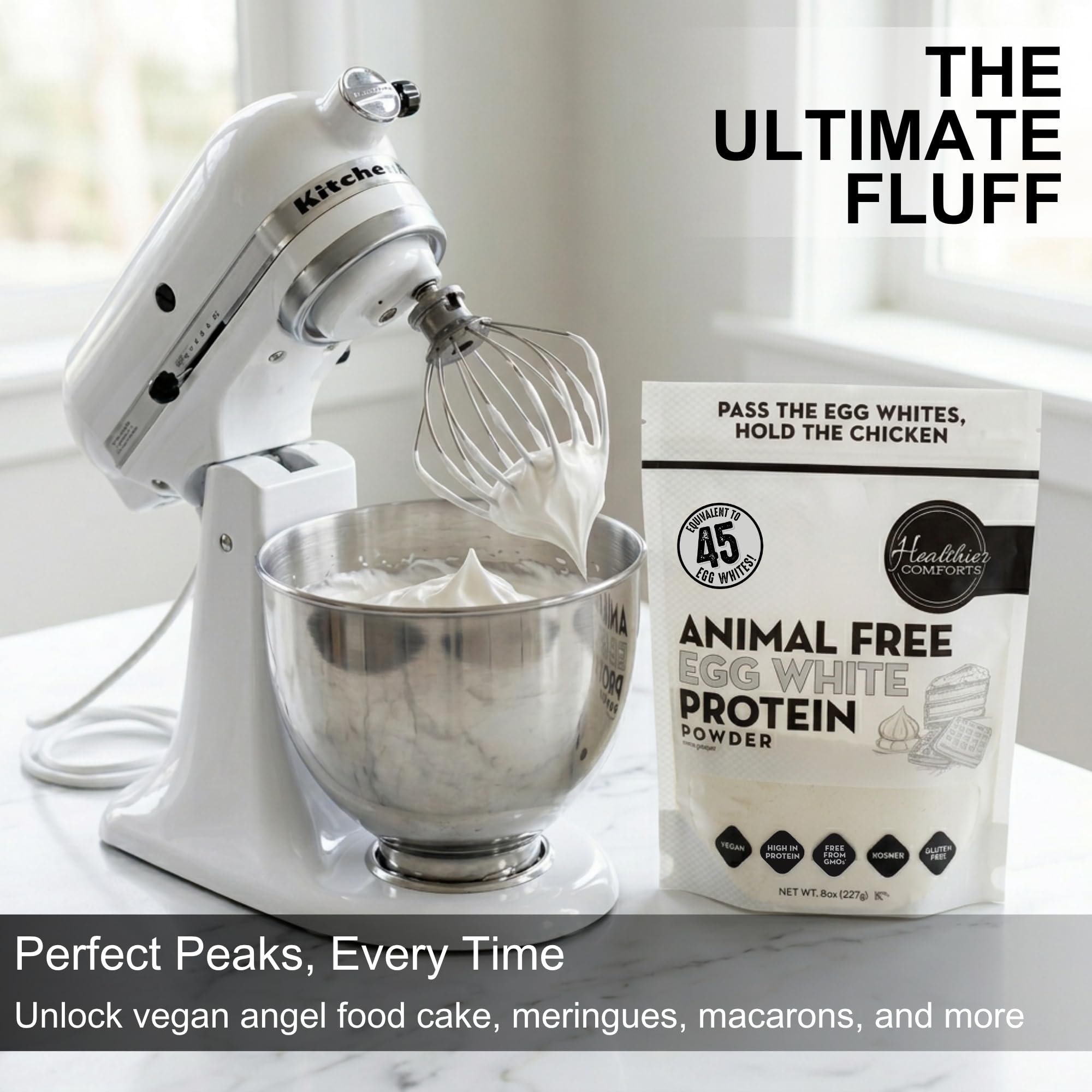 Healthier Comforts Animal-Free Egg White Protein Powder | Make Vegan Egg Omelets, Angel Food Cake, Meringue, Protein Shakes | Whips and Binds Just Like Traditional Egg Whites (8 oz) Healthier Comforts buy australia supplements