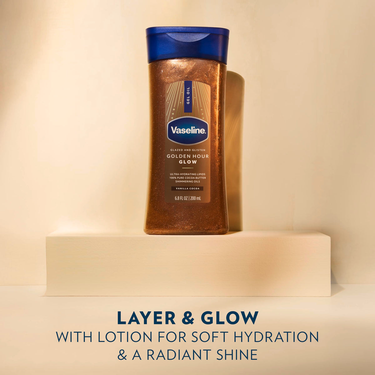 Vaseline Glazed and Glisten Golden Hour Body Gel Oil Shimmering 6.8oz 1ct Vaseline