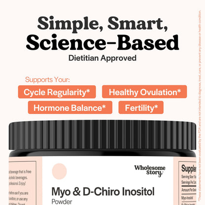 Wholesome Story Myo-Inositol & D-Chiro Inositol Supplement for Women | Fertility Supplements for Hormonal Balance & Ovarian Health Support | Myoinositol | Ideal 40:1 Ratio | 30 Servings