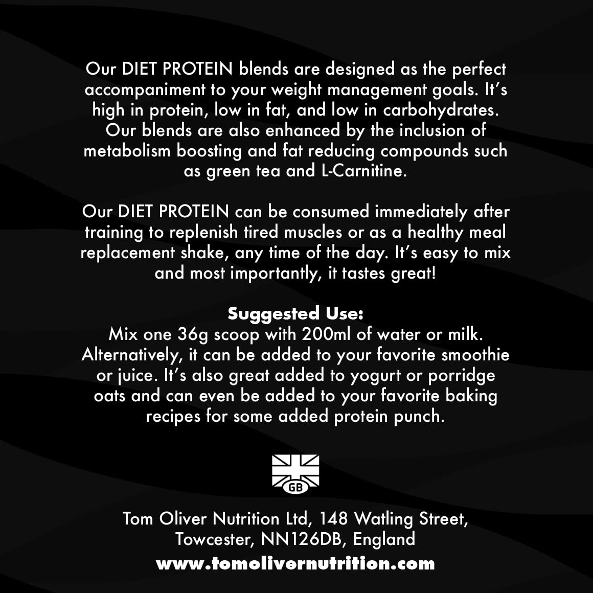 Tom Oliver Nutrition The Diet Protein - Diet Whey Protein Powder 907g - Weight Control Shake for Men & Women Tom Oliver Nutrition buy australia supplements