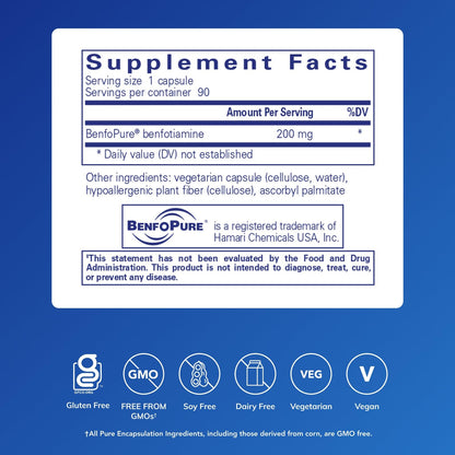 Pure Encapsulations BenfoMax 90's - 200 mg Benfotiamine - Vitamin B1 Thiamin Supplement - Supports Heart & Metabolism Health Pure Encapsulations