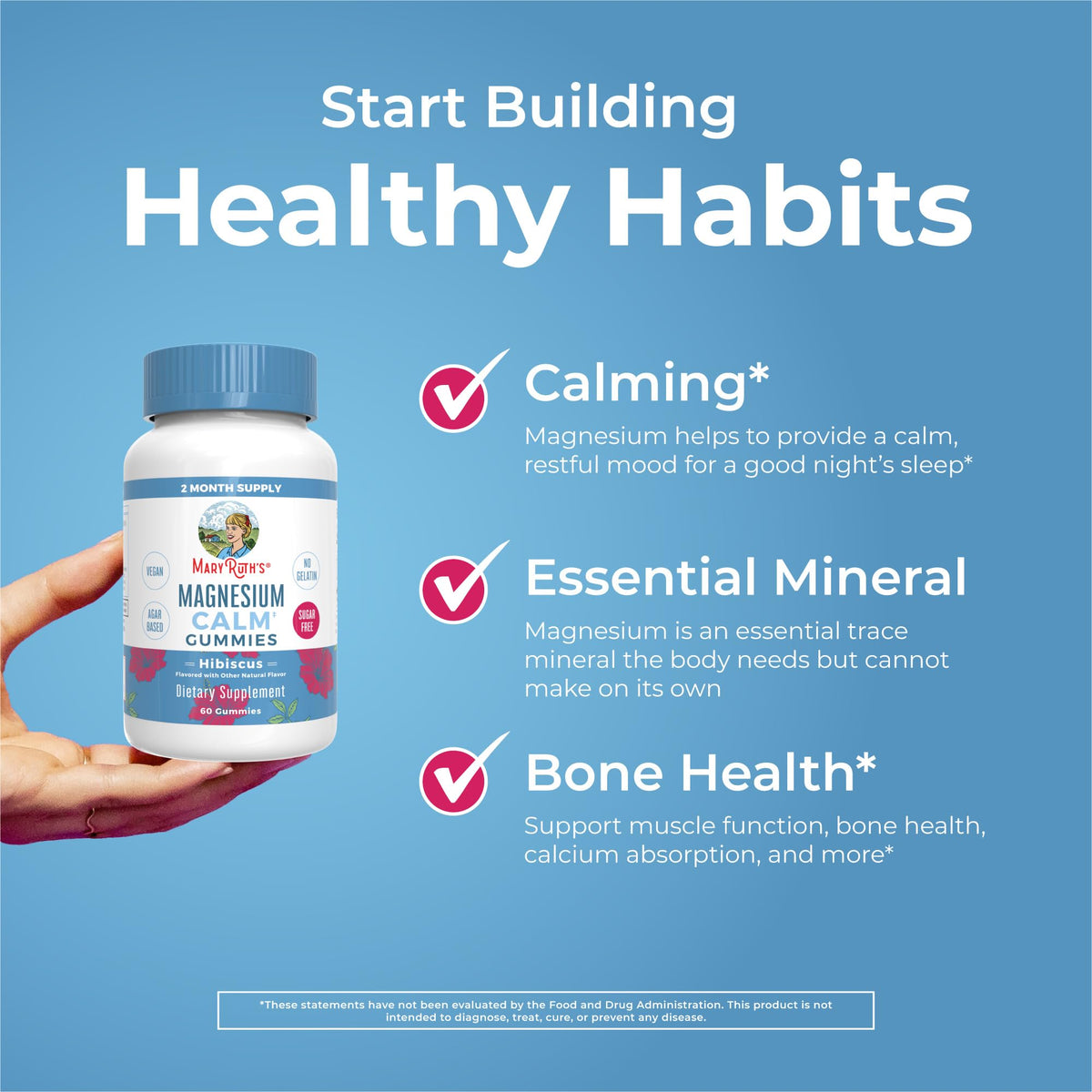 MaryRuth Organics Calm Magnesium Citrate Gummies | 2 Month Supply | Sugar Free | Magnesium Supplement for Adults MARYRUTH'S