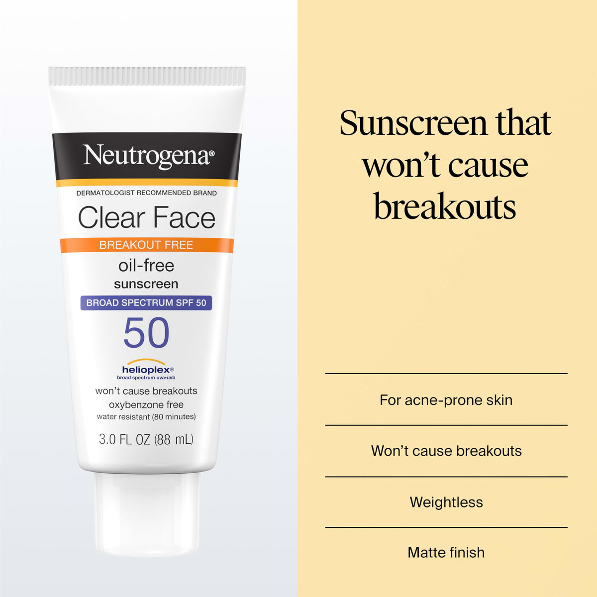 Neutrogena Clear Face Sunscreen Lotion SPF 50, 3 fl. oz Neutrogena