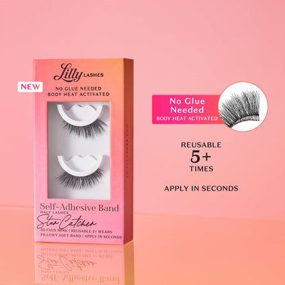 Lilly Lashes Self Adhesive Eyelashes (Half Lashes), No Lash Glue Needed, Body Heat Activated Press on Lashes, Reusable Self Adhesive Eyelashes Up to 5x, Easy to Apply & Remove (DayDreamer) Lilly Lashes