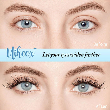 Uiheex Self Adhesive Lash Clusters Natural Self Adhesive Eyelashes,Pre glued Eyelash Clusters No Glue Needed Lashes Wispy,C- curly,DIY cluster eyelash extensions,8-14mm 120pcs Uiheex