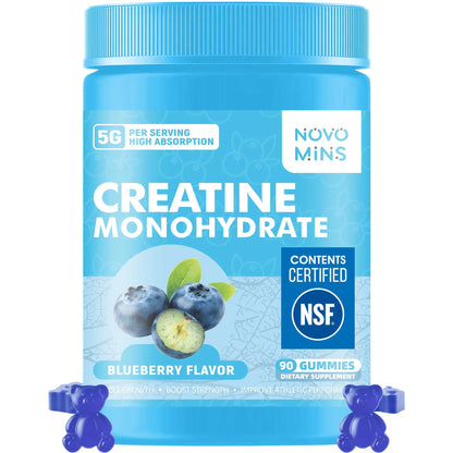 novomins Creatine Monohydrate Gummies 5000mg for Men & Women, Chewables Creatine Monohydrate for Muscle Strength, Muscle Builder, Energy Boost, Pre-Workout Supplement novomins