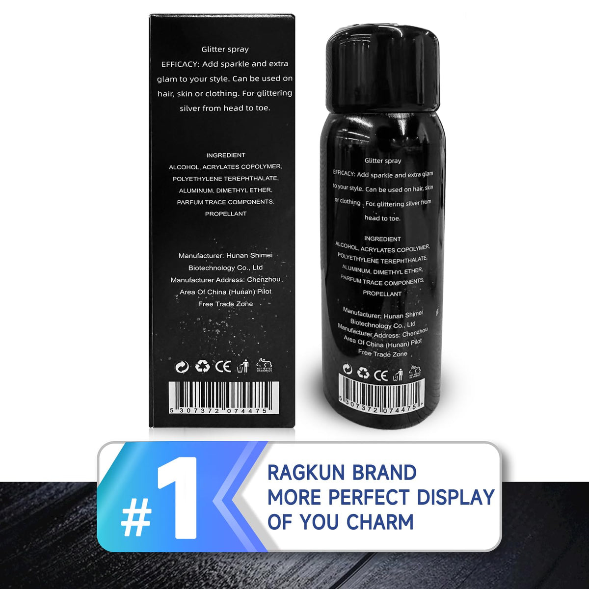 Ragkun Glitter Spray, Hair and Body Glitter Spray, Rave Makeup Ragkun