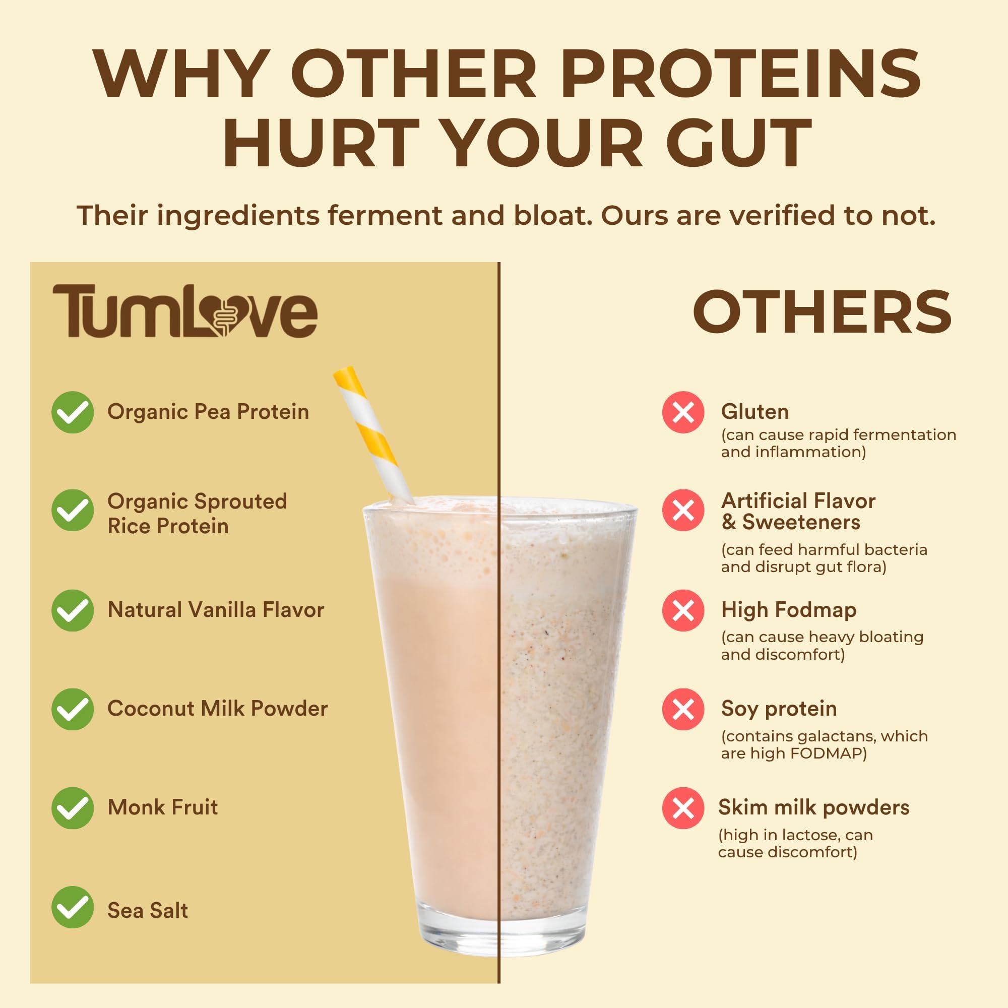 TumLove Vegan Protein Powder - Low FODMAP Certified, Gluten-Free, Dairy-Free, Soy-Free, 100% Gut-Friendly & Non-Bloating, Vanilla (25 Servings) TumLove buy australia supplements