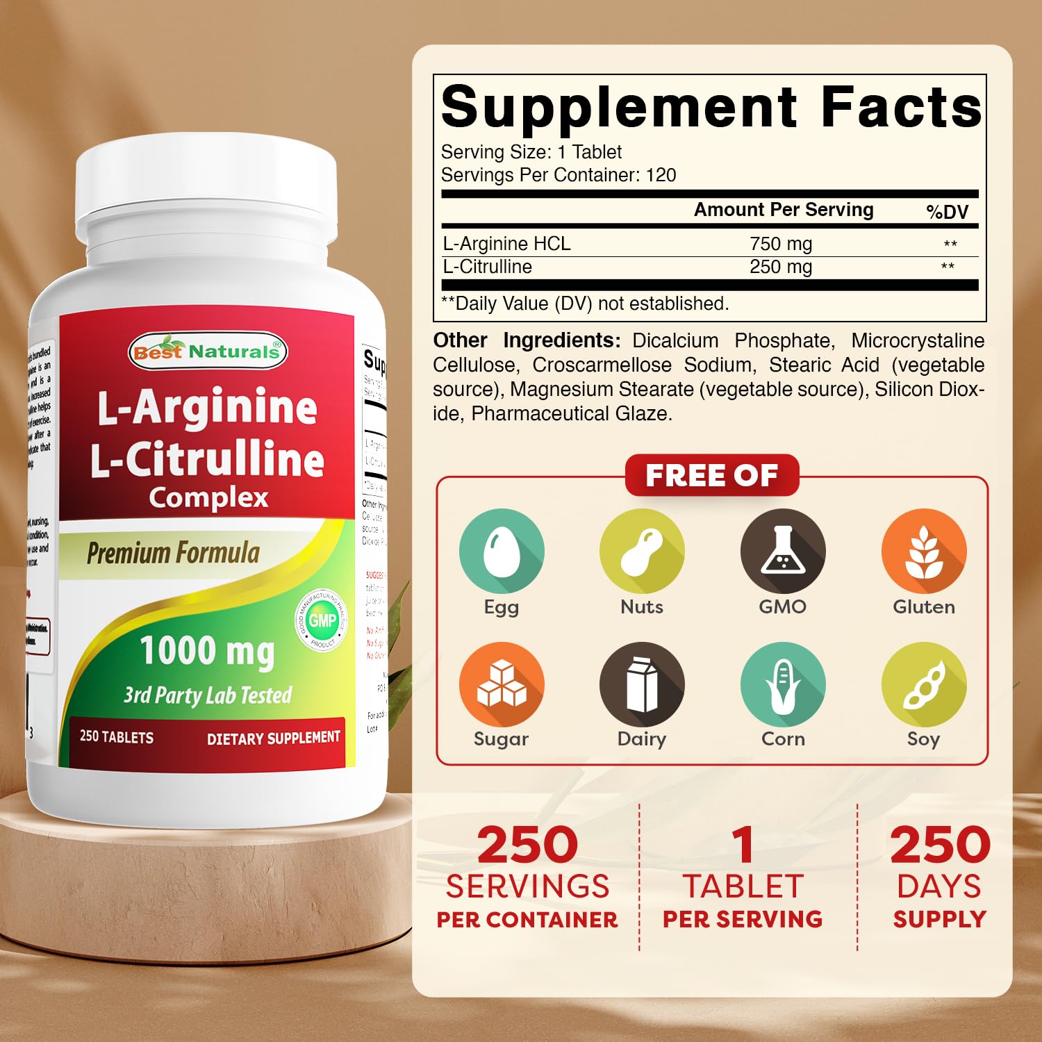 Best Naturals L-Arginine L-Citruline Complex Tablets, 250 Count Best Naturals buy australia supplements
