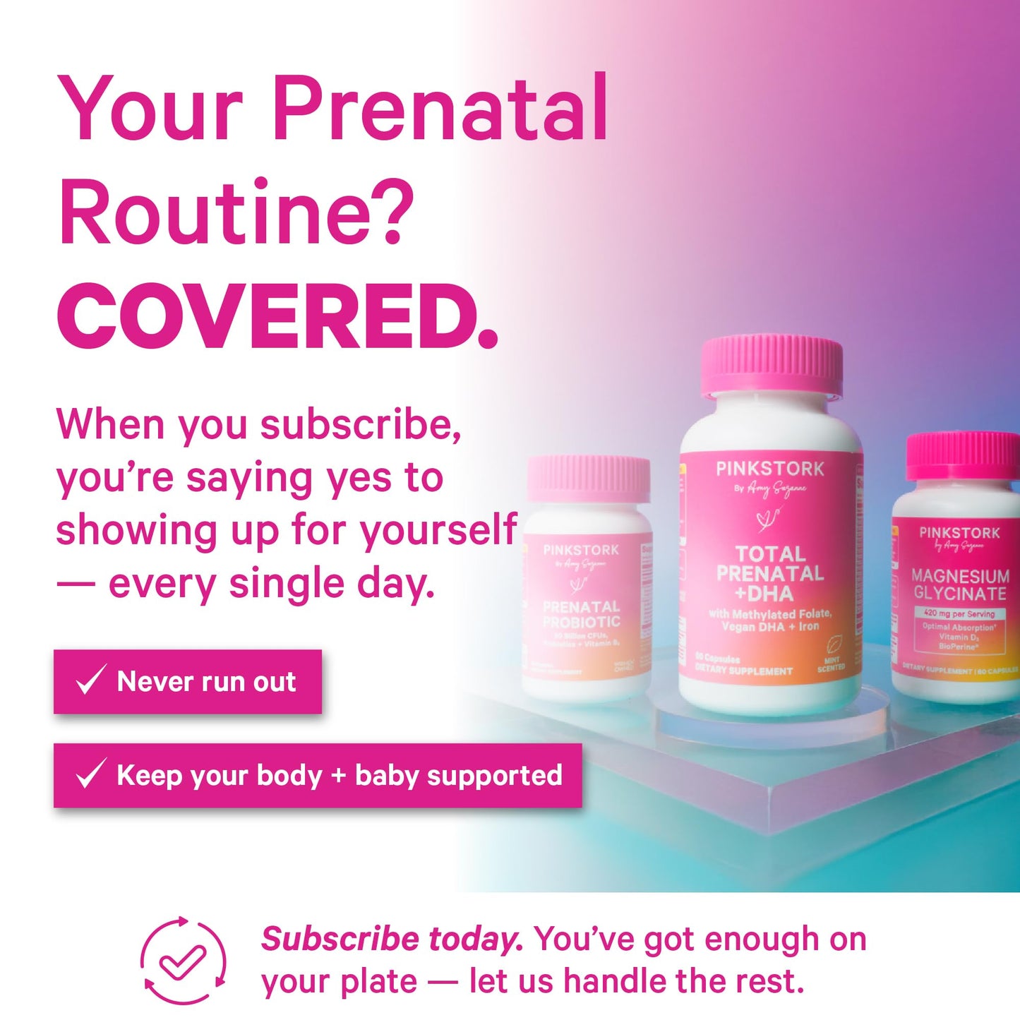 Pink Stork Total Prenatal Vitamins with DHA, Folate, Iron, Choline, and Vitamin B12 - Prenatals for Women to Support Fetal Development, Pregnancy Essentials Pink Stork