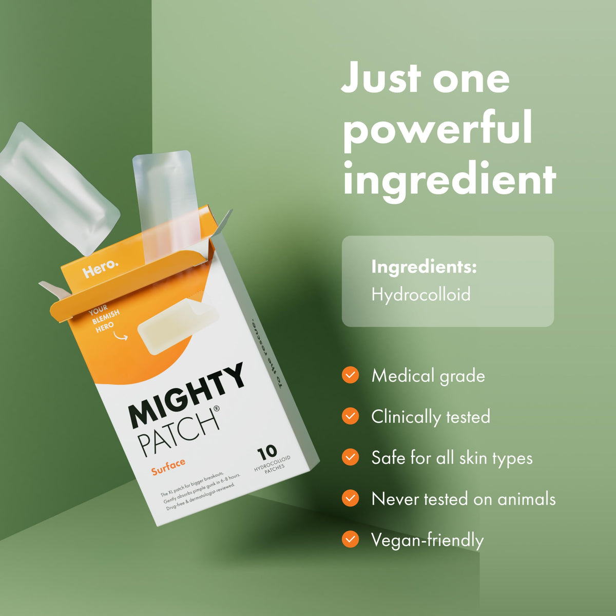 Hero Cosmetics Mighty Patch Surface Large Acne Pimple Patches, 10 Ct Mighty Patch
