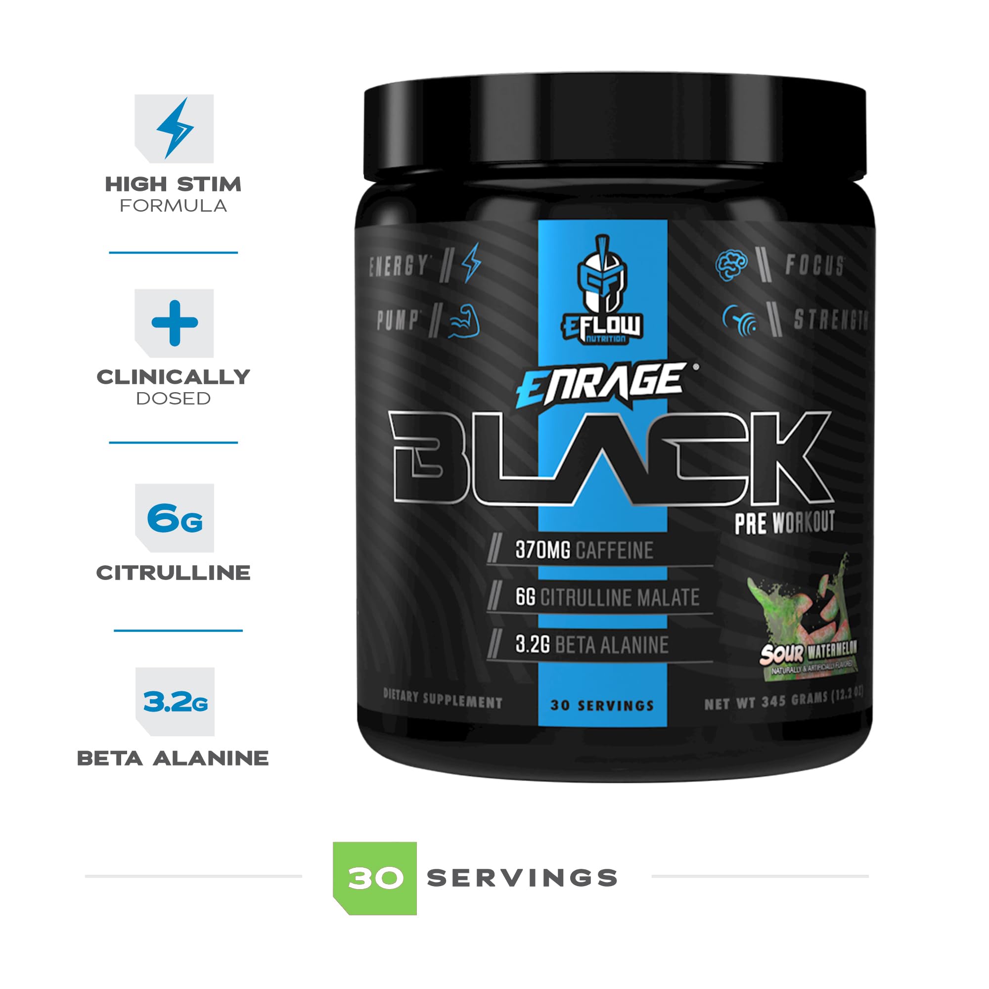 eFlow Nutrition Enrage Black High Stimulant Pre Workout Supplement - Preworkout Powder eFlow Nutrition buy australia supplements