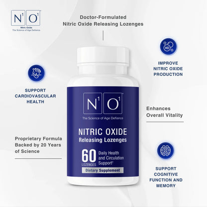 N1O1 Nitric Oxide Lozenges - 60 Count - Nitric Oxide Supplement for Heart Health, Circulation, Energy, Blood Flow, Oxygenation, Healthy Blood Pressure N1O1
