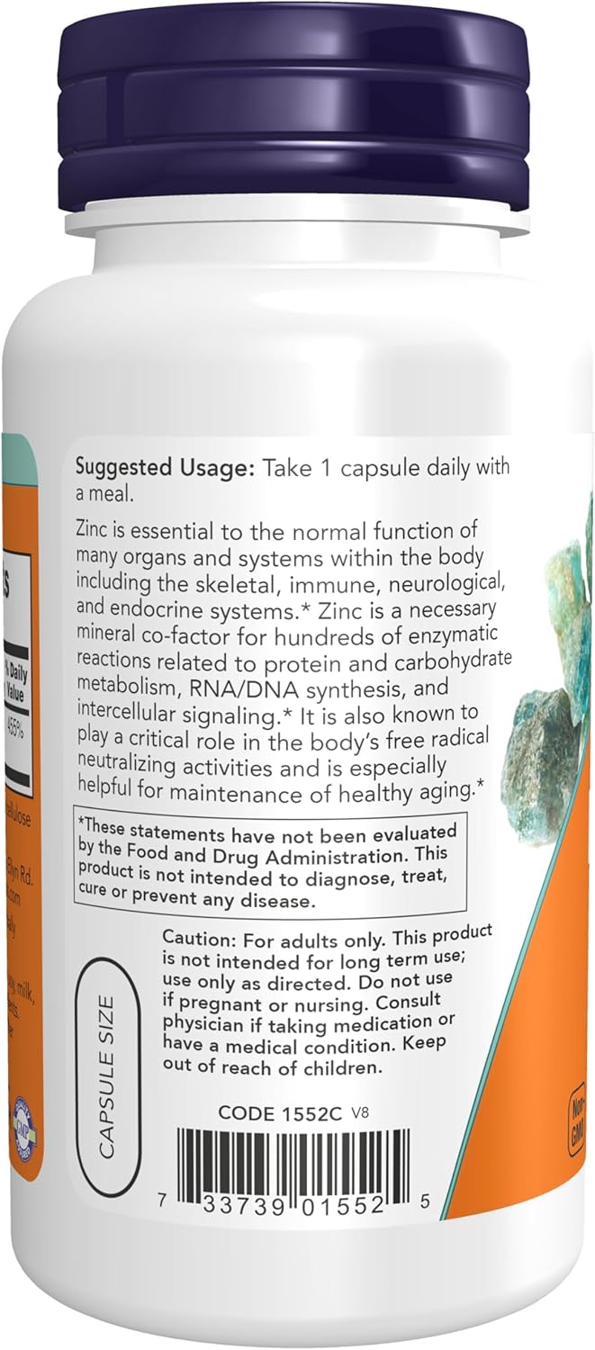 NOW Foods Supplements, Zinc Picolinate 50 mg, Supports Enzyme Functions*, Immune Support*, 120 Veg Capsules (Packaging may vary) Gsupps Australia