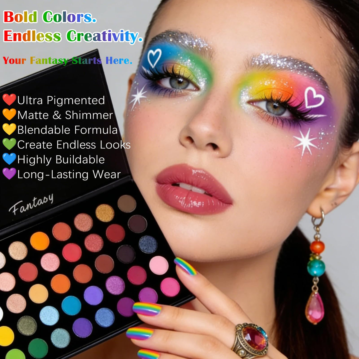 UCANBE Highly Pigmented Eye Makeup Palette, Matte Shimmer Metallic Eyeshadow Pallet Long Lasting Blendable Natural Colors Make Up Eye Shadows Cosmetics Gift Kit UCANBE
