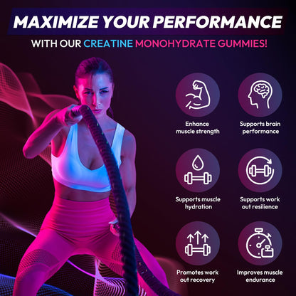 Cytona Creatine Gummies Monohydrate Complex 9000MG, Pre-Workout for Men & Women, Creatine Gummy with L-Taurine, BCAA 2:1, B12/6 for Muscle Support Cytona